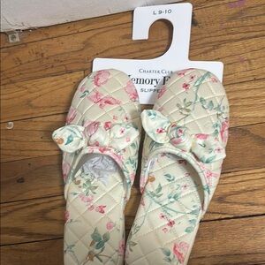 Charter Club Women's Floral Cream Slippers